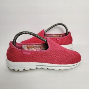 Skechers Memory Foam Fit Womens Size 8 Pink Slip On Comfort Walking Loafer Shoes